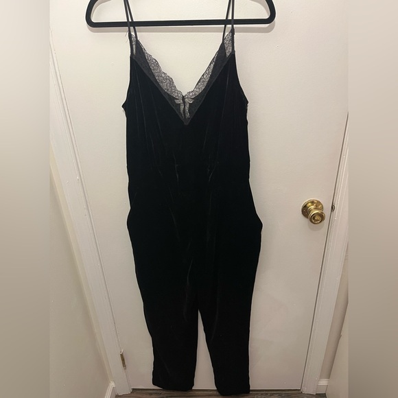 H&M Black Lace Trim Velvet Jumpsuit - Picture 10 of 12